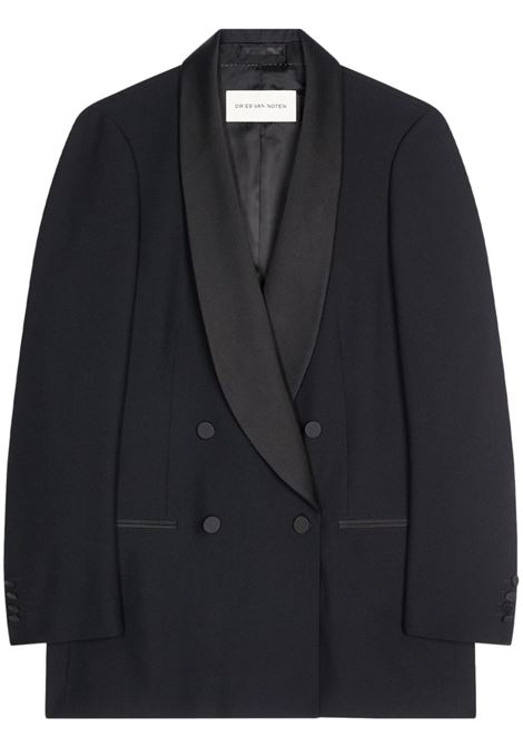 Black double-breasted tuxedo blazer DRIES VAN NOTEN - women